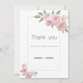 Invitation Watercolor botanic pastel pink floral Thank You (Devant)