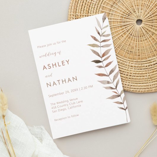 Invitation Watercolor Botanical Eucalyptus Leaf Stem Wedding