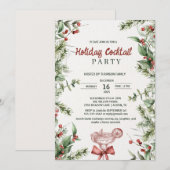 Invitation Watercolor Botanical Holiday Cocktail Party (Devant / Derrière)