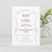 Invitation Watercolor Bows Baby Genre Reveal Party (Debout devant)