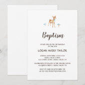 Invitation Watercolor Boy Deer sur le Baptême blanc (Devant / Derrière)