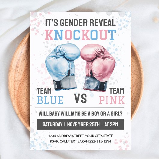 Invitation Watercolor Boy or Girl Boxing Gender Reveal