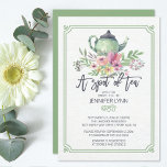 Invitation Watercolor Bridal Shower Spot of Tea Shower Invite<br><div class="desc">Simple elegance bridal Shower invitation featuring a beautiful watercolor green tea pot with a gorgeous floral bouquet set on a fresh white background with a beautiful hand lettered font.  Flip our wedding shower invite over to view a coordinating back for an extra special touch.</div>