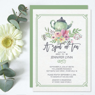 Invitation Watercolor Bridal Shower Spot of Tea Shower Invite