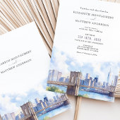 Invitation Watercolor Brooklyn Bridge Mariage