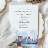 Invitation Watercolor Brooklyn Bridge Mariage