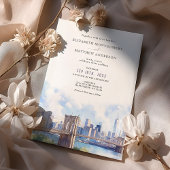 Invitation Watercolor Brooklyn Bridge Mariage