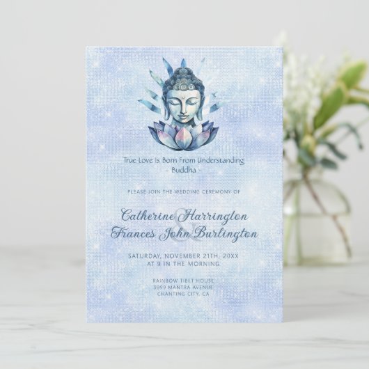 Invitation Watercolor Buddha Head  Buddhism Wedding Ceremony  (Debout devant)