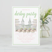 Invitation Watercolor Building Derby Party Horse Racing (Debout devant)