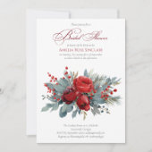 Invitation Watercolor Burgundy & Blush Roses Bridal Shower (Devant)