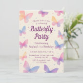 Invitation Watercolor Butterfly 1st Birthday Party (Debout devant)