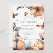 Invitation Watercolor Butterfly Bloom Baby Shower (Devant)