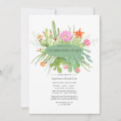 Invitation Watercolor Cactus Cactus Célébration de la vie Pho (Devant)