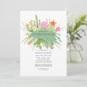 Invitation Watercolor Cactus Cactus Célébration de la vie Pho (Debout devant)