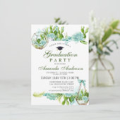 Invitation Watercolor Cactus Eucalyptus Graduation Party (Debout devant)