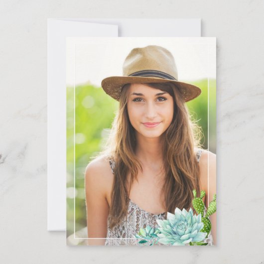 Invitation Watercolor Cactus Eucalyptus Graduation Party (Dos)