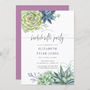 Invitation Watercolor Cactus Succulente Bachelorette Party