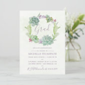 Invitation Watercolor Cactus Succulents Graduents Party (Debout devant)