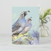 Invitation Watercolor California Quail Bird Faune (Debout devant)