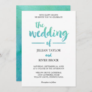 Invitation Watercolor Calligraphie Destination Beach Wedding