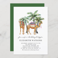 Watercolor Camels Palm Trees Désert Anniversaire F
