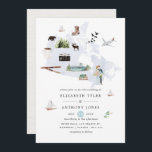 Invitation Watercolor Canada Destination Wedding<br><div class="desc">Carte de l'eau canada invitation de mariage de destination mettant en vedette des icônes canadiennes célèbres. Tous les éléments sont entièrement personnalisables.</div>