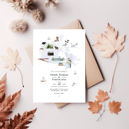 Invitation Watercolor Canada Destination Wedding