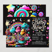 Invitation Watercolor Candy Wonderland Baby shower (Devant / Derrière)