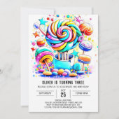 Invitation Watercolor Candyland Editable Anniversaire (Devant)