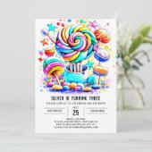 Invitation Watercolor Candyland Editable Anniversaire (Debout devant)