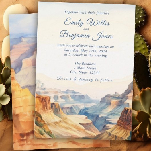 Invitation Watercolor Canyon Desert Mariage du parc national