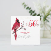 Invitation Watercolor Cardinal Surprise fête d'anniversaire (Debout devant)
