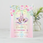 Invitation Watercolor Castle FIowers Iridescente Anniversaire (Debout devant)