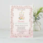 Invitation Watercolor Castle Parties scintillant Cadre Annive (Debout devant)