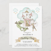 Invitation Watercolor Castle Prince Dragon Anniversaire (Devant / Derrière)
