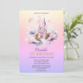 Invitation Watercolor Castle Princess Ombre Anniversaire (Debout devant)