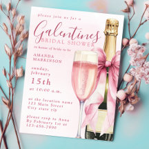 Watercolor Champagne Galentines Bridal Shower