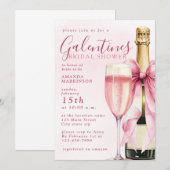 Invitation Watercolor Champagne Galentines Bridal Shower (Devant / Derrière)
