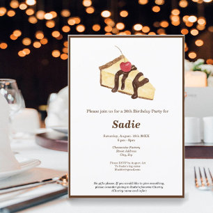 Invitation Watercolor Cheesecake Elegant Birthday