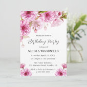 Invitation Watercolor Cherry Blossom Branch Anniversaire (Debout devant)