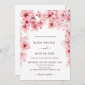 Invitation  Watercolor Cherry Blossom Wedding (Devant / Derrière)