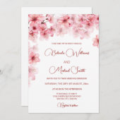 Invitation Watercolor Cherry Blossom Wedding (Devant / Derrière)