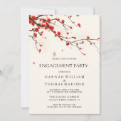 Invitation Watercolor Cherry Blossoms Floral Engagement Party (Devant)