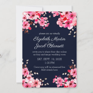 Invitation Watercolor Cherry Blossoms Mariage virtuel