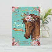 Invitation Watercolor cheval anniversaire cheval (Debout devant)