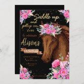 Invitation Watercolor cheval anniversaire cheval (Devant / Derrière)
