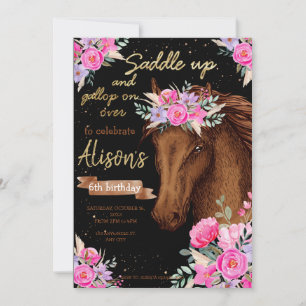 Invitation Watercolor cheval anniversaire cheval