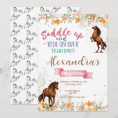 Invitation Watercolor cheval anniversaire cheval (Devant / Derrière)