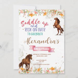 Invitation Watercolor cheval anniversaire cheval