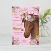 Invitation Watercolor cheval anniversaire cheval (Debout devant)